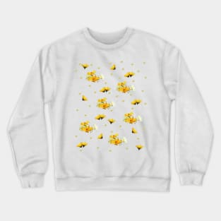 Golden Yellow and White Asters Digital Oil Paint Pattern Crewneck Sweatshirt